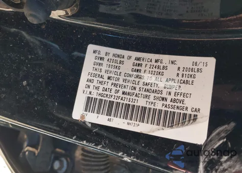 2015 Honda Accord Lx from USA, damaged, VIN 1HGCR2F32FA215321